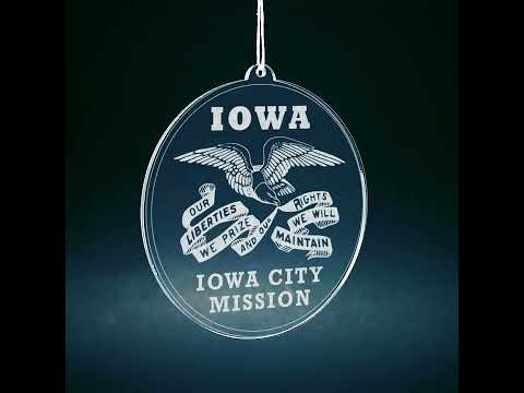 Load video: Iowa Iowa City Mission Christmas Ornament