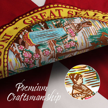 G128 Florida FL State Flag | 2x3 Ft | StormFlyer Series Embroidered 220GSM Spun Polyester | Embroidered Design, Indoor/Outdoor, Brass Grommets, Heavy Duty, All Weather