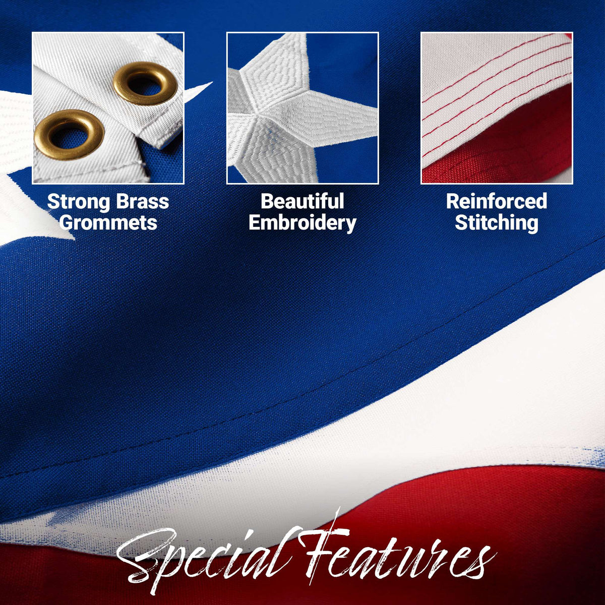 G128 Puerto Rico Puerto Rican Flag | 4x6 Ft | StormFlyer Series Embroidered 220GSM Spun Polyester | Embroidered Design, Indoor/Outdoor, Brass Grommets, Heavy Duty, All Weather